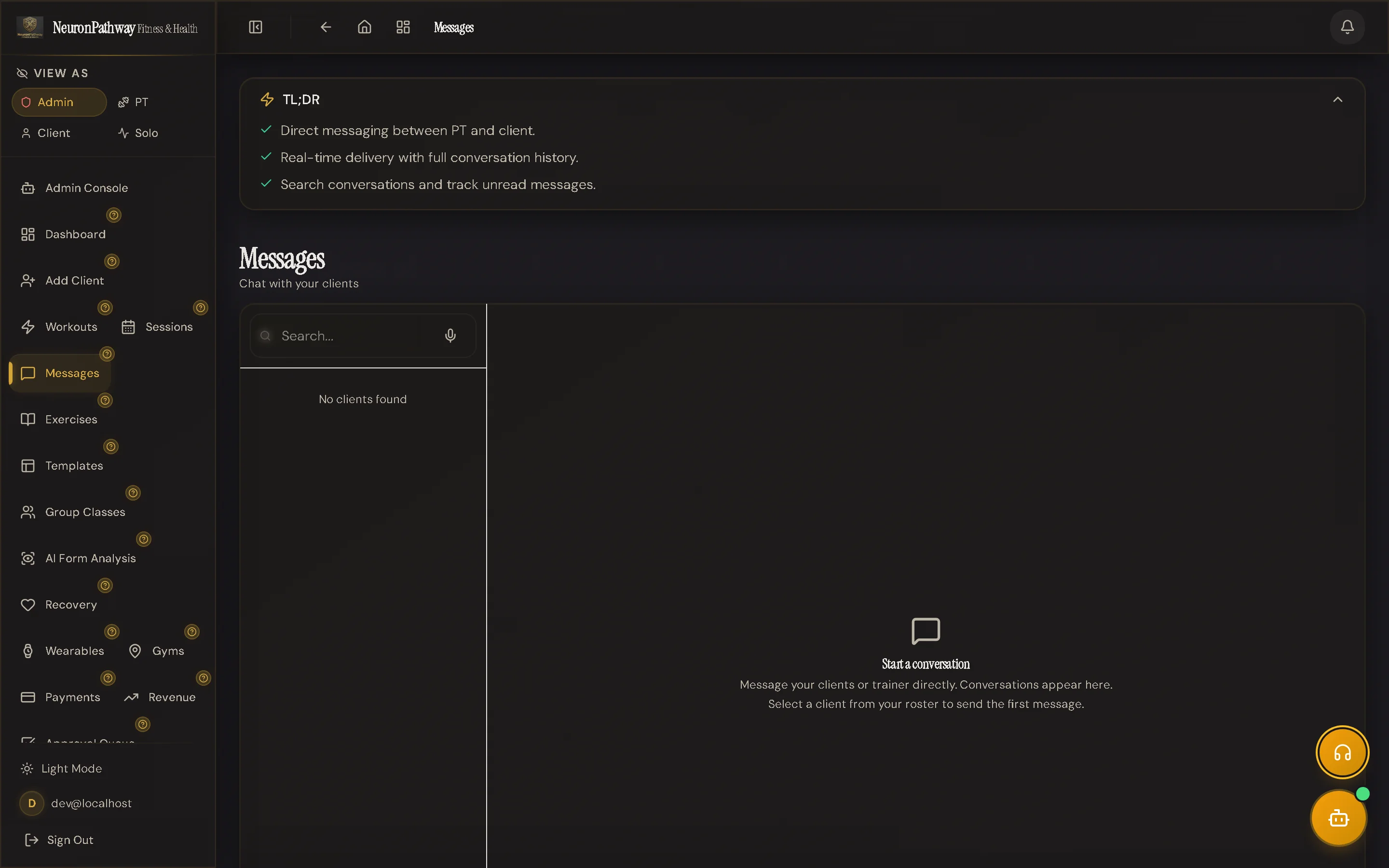 AI Coach chat interface showing personalised fitness coaching conversation